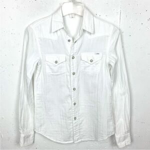 Mother Womens All My Ex's Snap Front Shirt Collared Western Inspired White XS